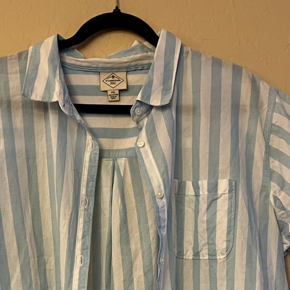 St. John’s Bay Light Blue & White Striped Cotton Shirt - Picture 10 of 11